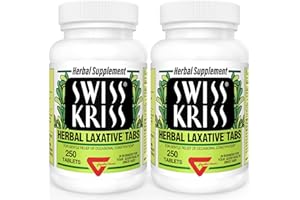Swiss Kriss Herbal Laxative Tablets, Natural Laxatives for Constipation Relief, Senna Laxative, 250 tablets, (Pack of 2)