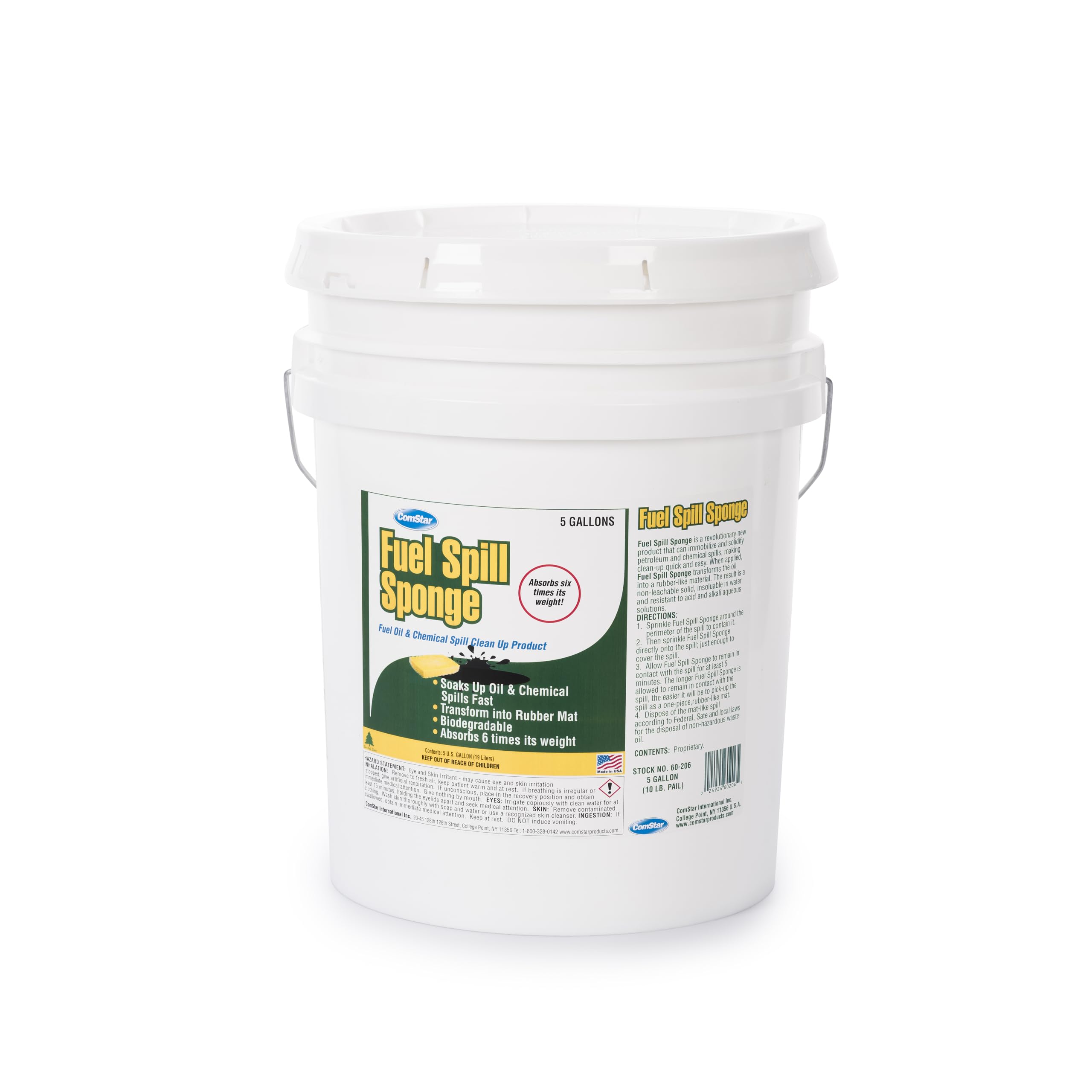 Photo 1 of ComStar Fuel Oil Spill Sponge & Collector, Revolutionary Product That Soaks Up Oil, Chemical Spills, Making Clean-Up Quick & Turning Them Into A Rubber-Like Material, Made in USA, 5 Gallon (60-206)