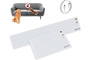 SEERWAY Scat Pet Shock Mat 2 Pieces in Different Size, Shock Pads for Dogs and Cats Training Indoor, Electric Repellent Mat Keeps Pets Off Couch, Sofa, Countertop, 3 Modes (60"x12"+22"x14")