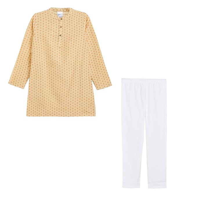 Boy's Polyester Kurta Pyjama (W19FETST1B_Gold_9-10y)