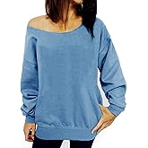 LYXIOF Womens Off Shoulder Sweatshirt Slouchy Long Sleeve Shirts Pullover Tops