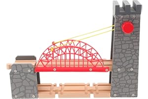 BESPORTBLE Wooden Train Accessories, Suspension Bridge Set Railway Track Expansion Block for DIY Kids Train Scene and Birthda