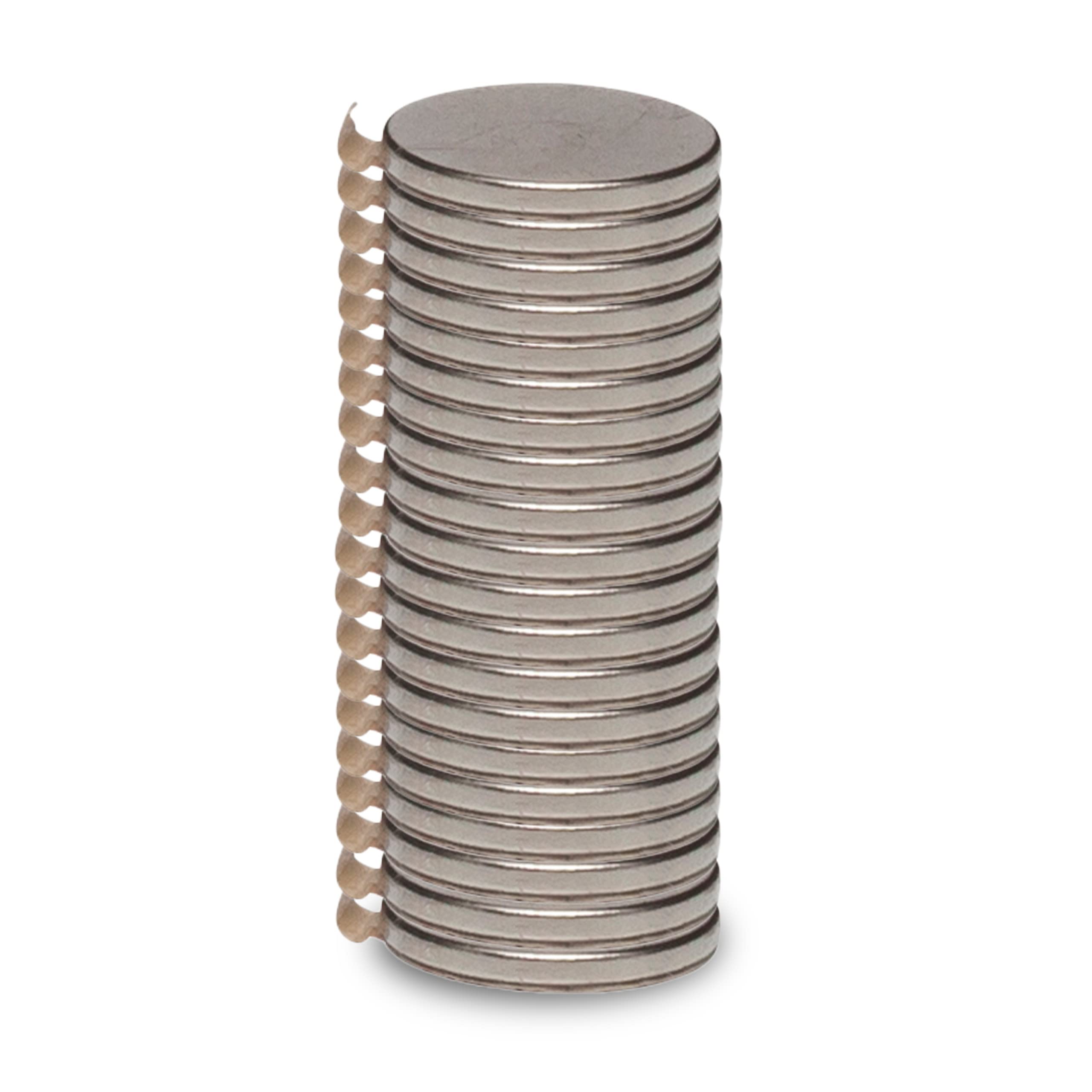 MAUL Neodymium Magnet Diameter 10 x 1 mm (Pack of 20) | Strong Magnet with 0.5 kg Adhesive Force | Silver