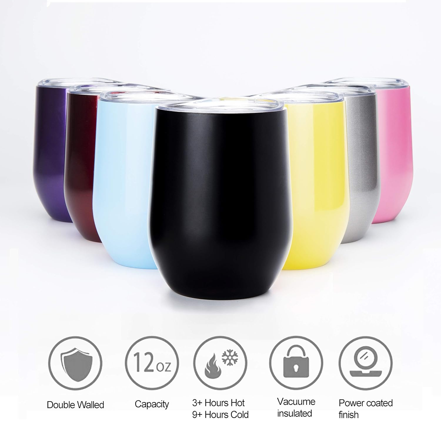 12 OZ Insulated Wine Tumbler, Double Wall Vacuum Insulated