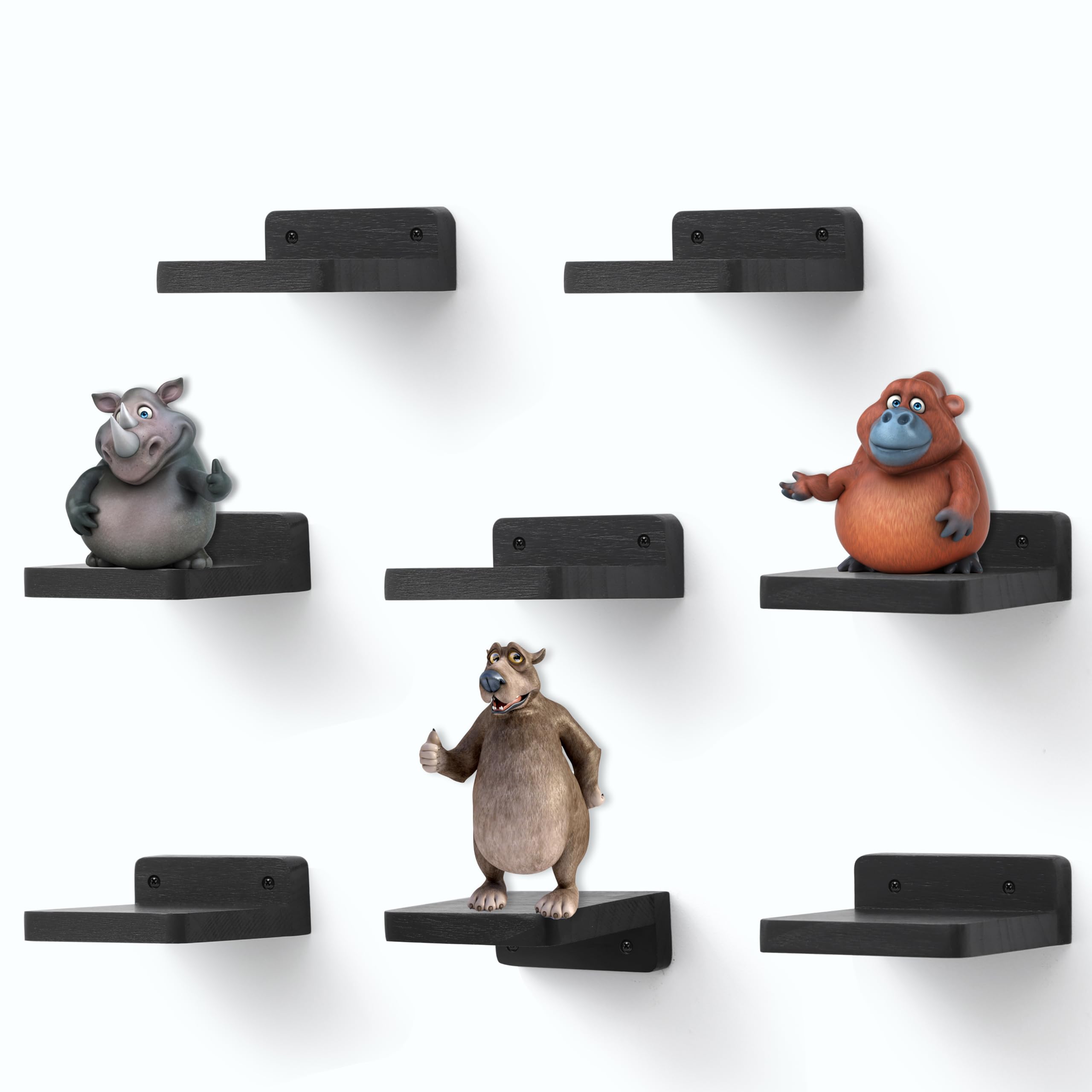 Photo 1 of NIUBEST Small Floating Shelf, 4x4 Inch Display Ledges for Wall,Mini Shelves,Rustic Wood Shelf for Bedroom Living Room Bathroom Kitchen (8, Black)