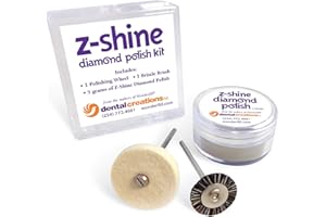 DENTAL CREATIONS LTD. Dental Creations Z-Shine Diamond Polishing Kit – Zirconia Polishing Compound - one- 5 Gram Jar of Diamond Polish, one -#11 Soft Bristle Brush Wheel and one- 1” x 1/8” Felt