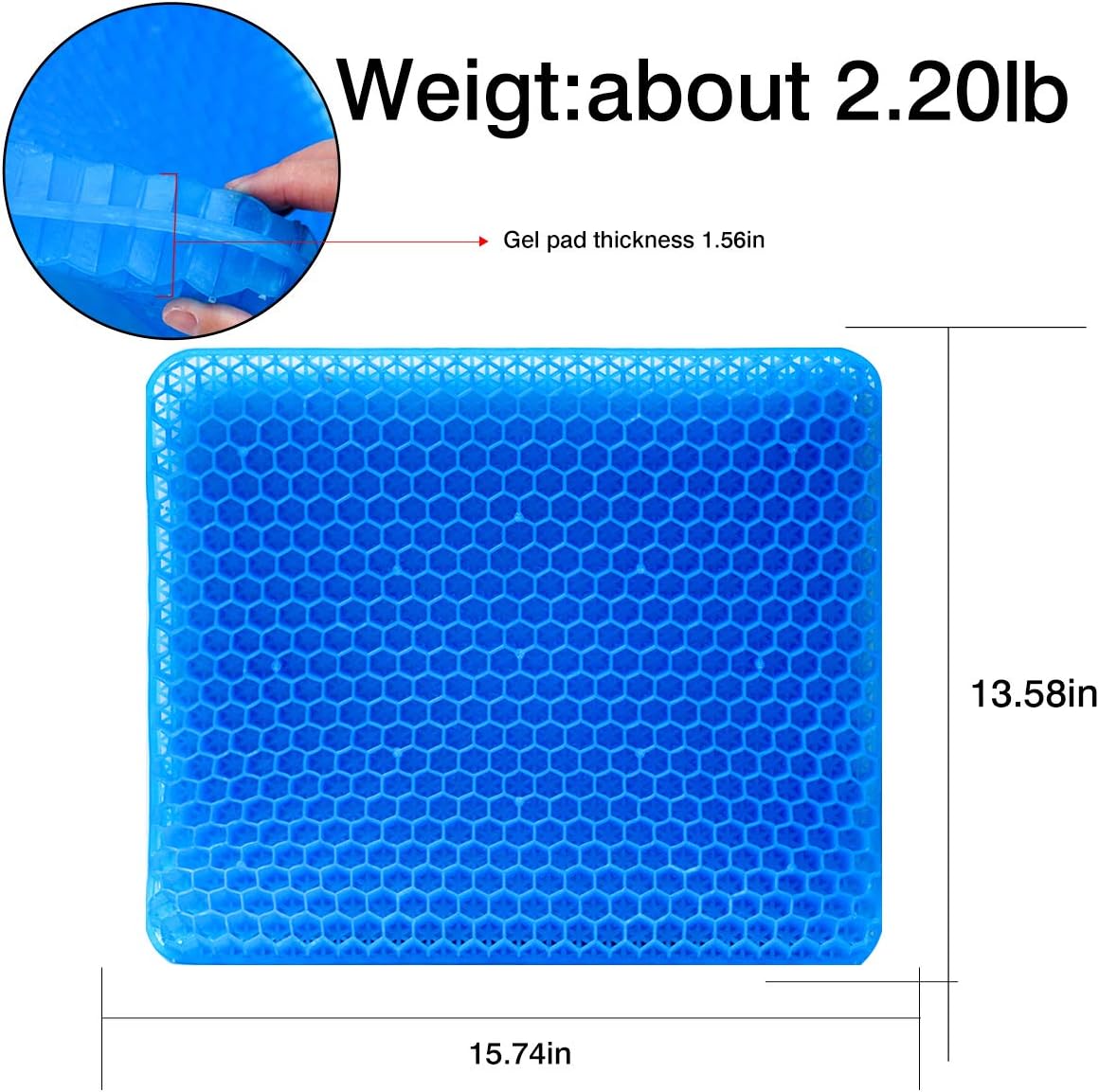 YSXHW Gel Seat Cushion Breathable with Non-Slip Cover for Pressure Relief, Double Layer Egg Gel Cushion for Pain Relief, Seat Cushion for The Car,Office,Wheelchair, Durable,Portable: Home & Kitchen