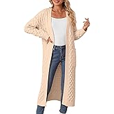 OUKODS Womens Long Cardigan Sweaters Fall Open Front Coat Long Sleeve Cable Knit Maxi Outerwear Trendy Jacket Clothes