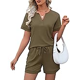 LOMON Womens Two Piece Sets Summer Lounge Sets Sweatsuit Shorts Set Casual Matching Sets