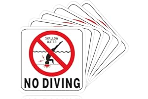 JUTOM 10 Pcs 6 x 6 Inch No Diving Adhesive Pool Safety Marker with Graphic No Diving Pool Sign Swimming Pool Accessories Pool Signs Decor for Outdoor