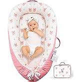 Baby Lounger for Newborn 0-24 Months – Reversible, Lightweight & Portable Infant Lounger for Baby Girl & Boy - Breathable & Soft Blush Bear Baby Nest - Baby Floor Seat for Home & Travel by Leosole
