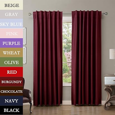 Buy Twopages Solid 240 Gsm Back Tab Polyester Drapes Burgundy