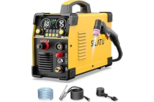 SILATU 75Amps Plasma Cutter, Large LED Display, Non-Touch Pilot Arc, Air Sensor Technology, 110/220V Dual Voltage IGBT Inverter Plasma Cutter Machine, 1'' Max Cutting Thickness for Beginners DIY