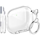 MHYALUDO for AirPods 4 Case &amp; AirPods 5 Case with Cleaner Kit,Clear Cover | Highly Transparent Anti-Yellowing TPU,Shockproof,Scratch-Resistant,Travel-Ready Keychain Cover for Work,Gym&amp;Daily,Clear White