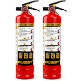 Ougist Home Fire Extinguisher, 2.5 lb ABC Dry Chemical 1-A:10-B:C, 2 Pack | Multipurpose ABC Fire Protection for Home, Kitchen, Garage and Vehicle Emergencies with Compact Storage and Easy Operation