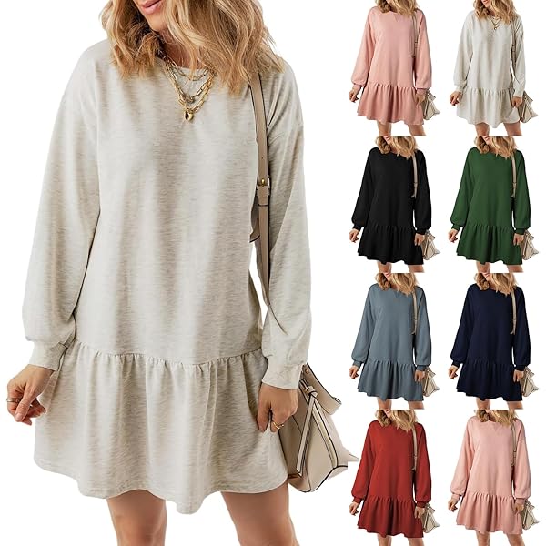 Amazon.com: Women Sweatshirt Dress Cute Drop Waist Long
