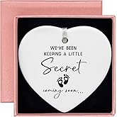 Heart Shaped White Ceramic Ornament-Baby Announcement Gifts-Promoted to Grandparents Aunt Uncle-New Baby Coming Soon Reveal Present for Mom Dad Sister Brother Friends Keepsake