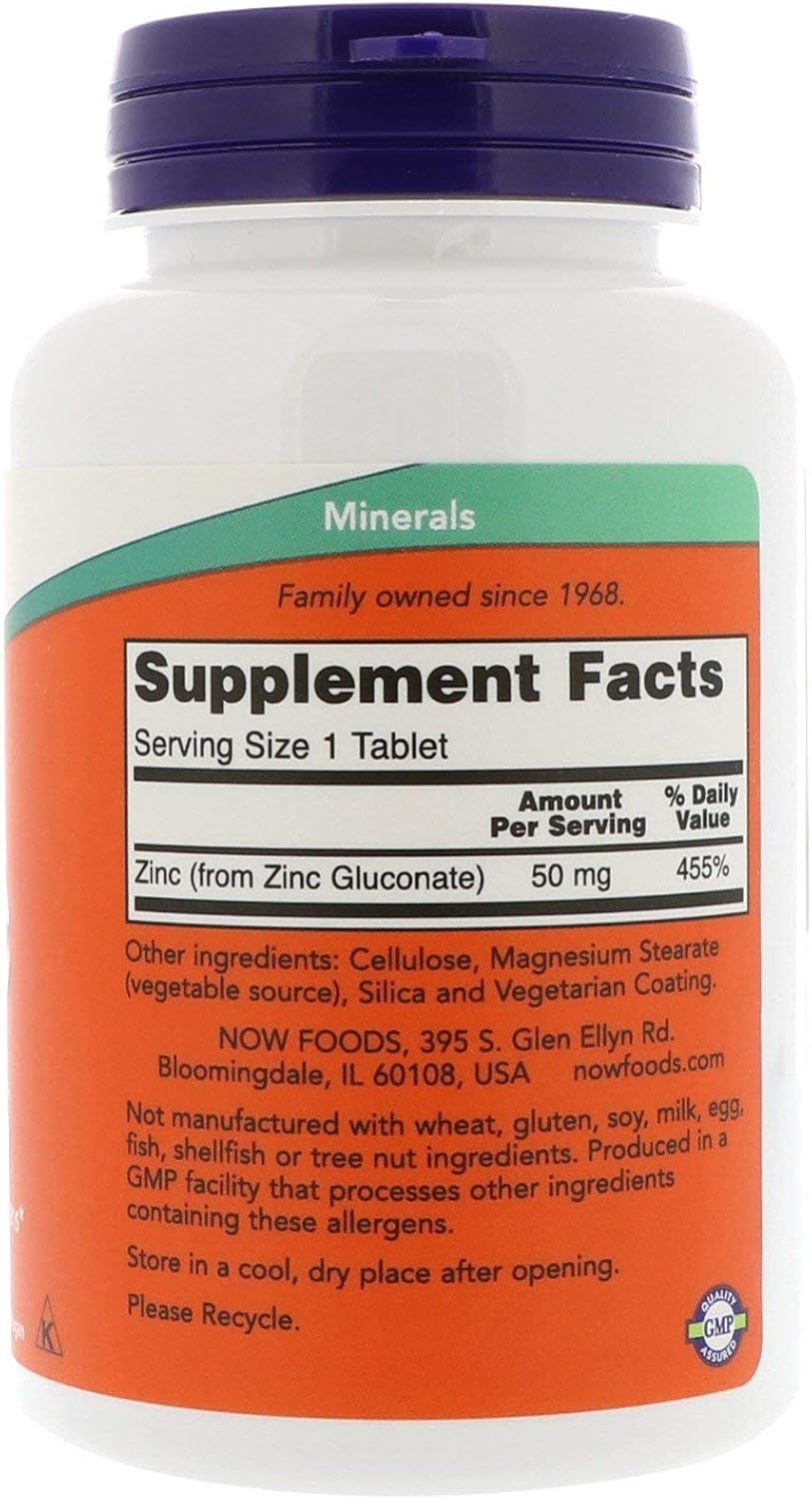 Now Foods, (2 Pack) Zinc, 50 mg, 250 Tablets: Health & Personal Care