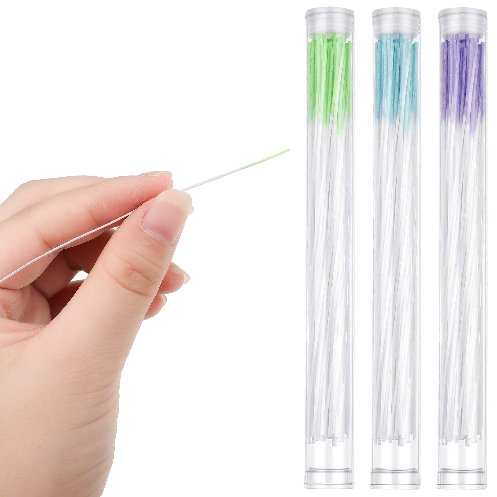 Photo 1 of Maitys 180 Pcs Earrings Hole Cleaner, Piercing Cleaner Floss, Rose Fragrance Odor Removal Ear Care, Piercing Floss Disposable Aftercare Cleaning Tool(Purple, Green, Blue)