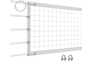 NQV Volleyball Net Replacement with Steel Cable for Outdoor Indoor Backyard Beach, 32FTx3FT Professional Portable Volleyball Net (Net Only)
