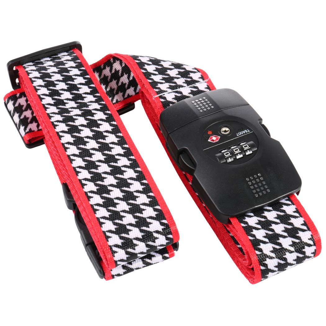 HIMREYLD TSA Luggage Strap with 3-Digital Lock Adjustable for Travel Suitcase 20 to 32 Inch, Cross 230 and 200 CM Long - Stripes