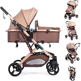 Reversible Baby Stroller for Newborn 2 in 1 High Landscape Stroller, Foldable Pushchair Pram Stroller with Adjustable Backrest