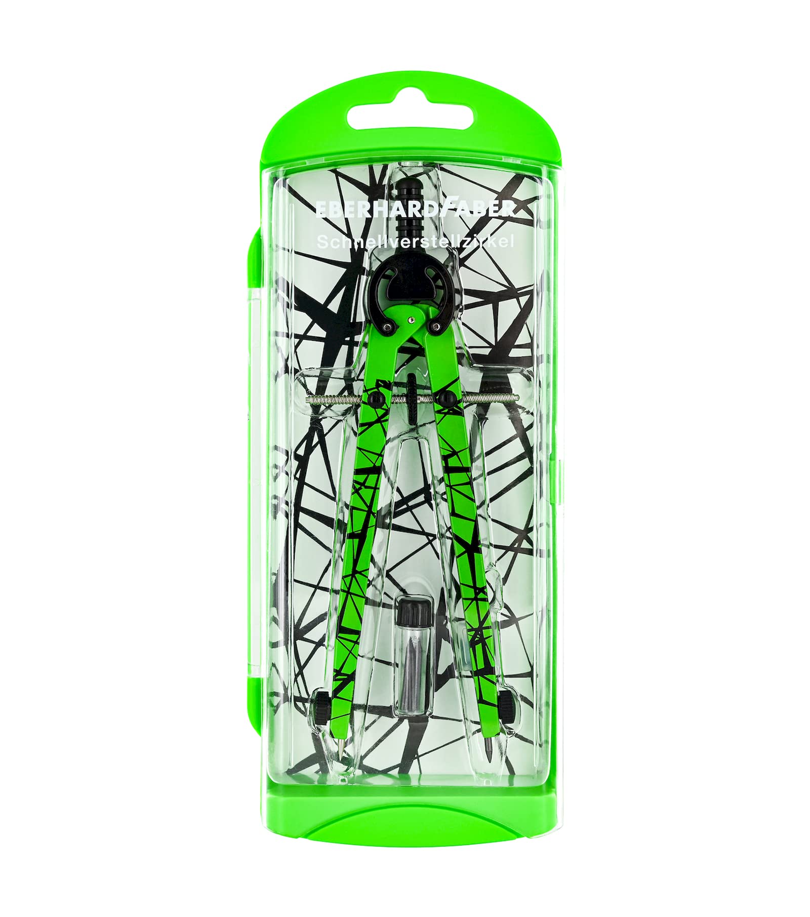 Eberhard Faber 571703 – Quick Adjustment Compass in Case, Neon Green