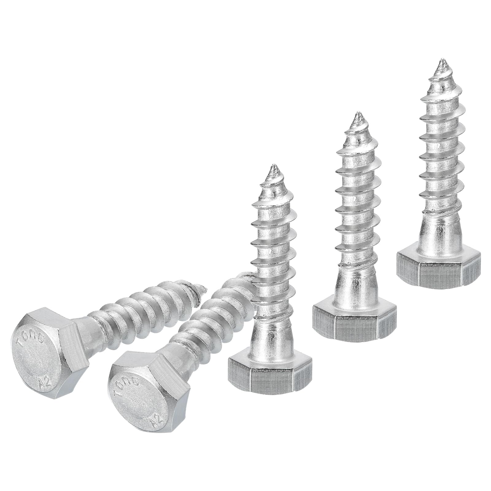DTGN M8x35mm Hex Lag Bolts -15 Pack - for Woodworking, Furniture - 304 Stainless Steel Partial Thread Hexagon Head Lag Screws for Wood - Silver