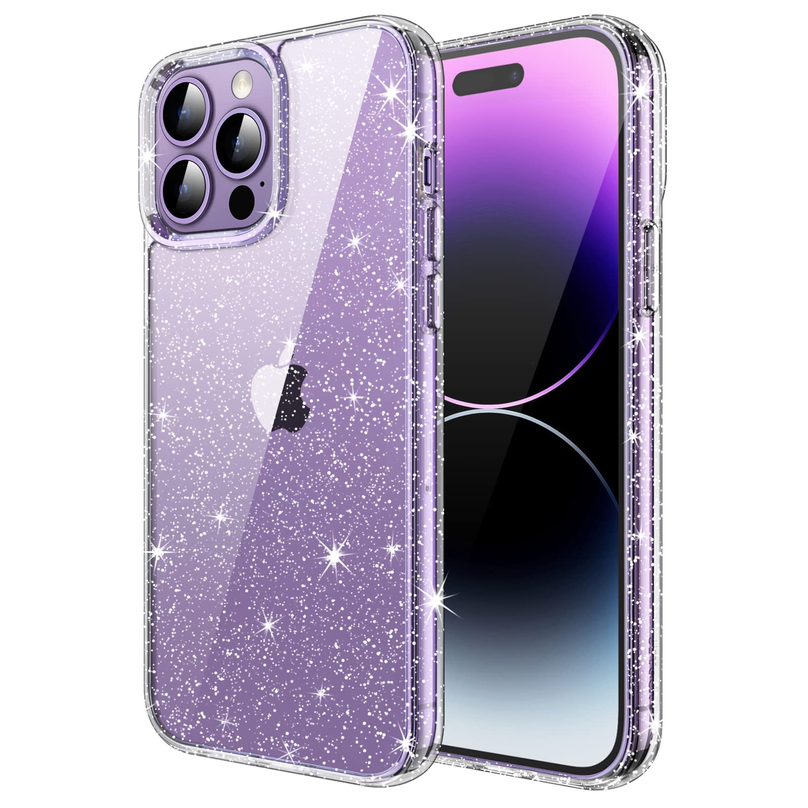Photo 1 of JETech Glitter Case for iPhone 14 Pro 6.1-Inch, Bling Sparkle Shockproof Phone Bumper Cover, Cute Sparkly for Women and Girls (Clear)