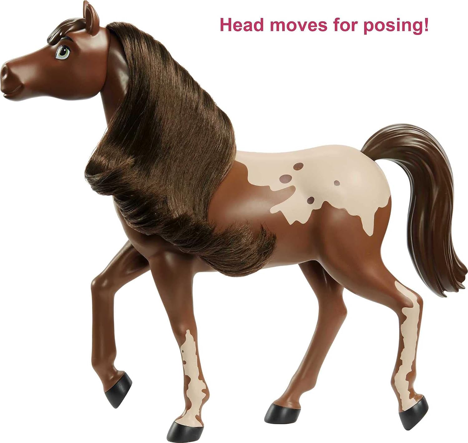 Mattel Spirit Untamed Herd Horse (Approx. 8-in), Moving Head, Chestnut Pinto with Long Black Mane & Playful Stance - Image 4