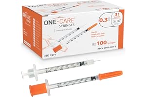 ONE-CARE Syringes 31G x 5/16’’ (8mm), 0.3 ml/cc, Orange Cap, 100/box