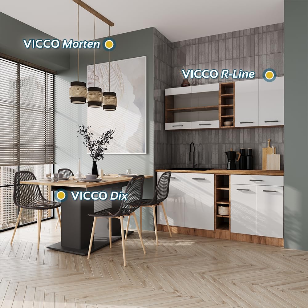 Vicco Esstisch Dix, Weiß, 140 x 90 cm, mit klappbarer Tischplatte und ausziehbarem Gestell 2