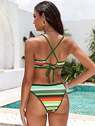ZAFUL Women's Colorblock Stripes Triangle Bikini