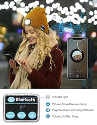 Bluetooth Beanie with Light, USB Rechargeable LED