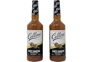 LARA'S GOURMET PASSIONS Collins Dirty Martini Cocktail Mix (2 Pack, 32 fl oz / 950Ml each) bundled with complimentary 4-count Coasters