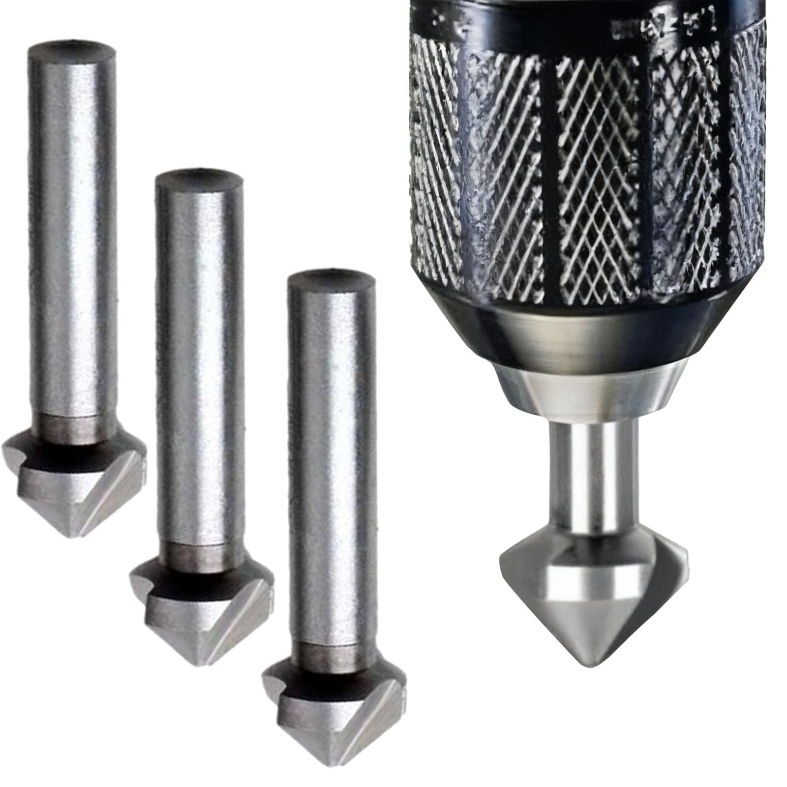 ANBOO Set of 6 Countersink HSS-G 90 Degrees 6.3/8.3/10.4/12.4/16.5/20.5 mm, Precise Drilling of Board Insulation Boards, Titanium Coated, Countersink Metal, Countersink Drill Metal, Countersink Wood,