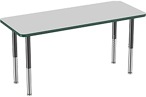FDP Mobile Rectangle Activity School and Office Table (24 x 60 inch), Super Legs with Glides and Casters, Adjustable Height 1