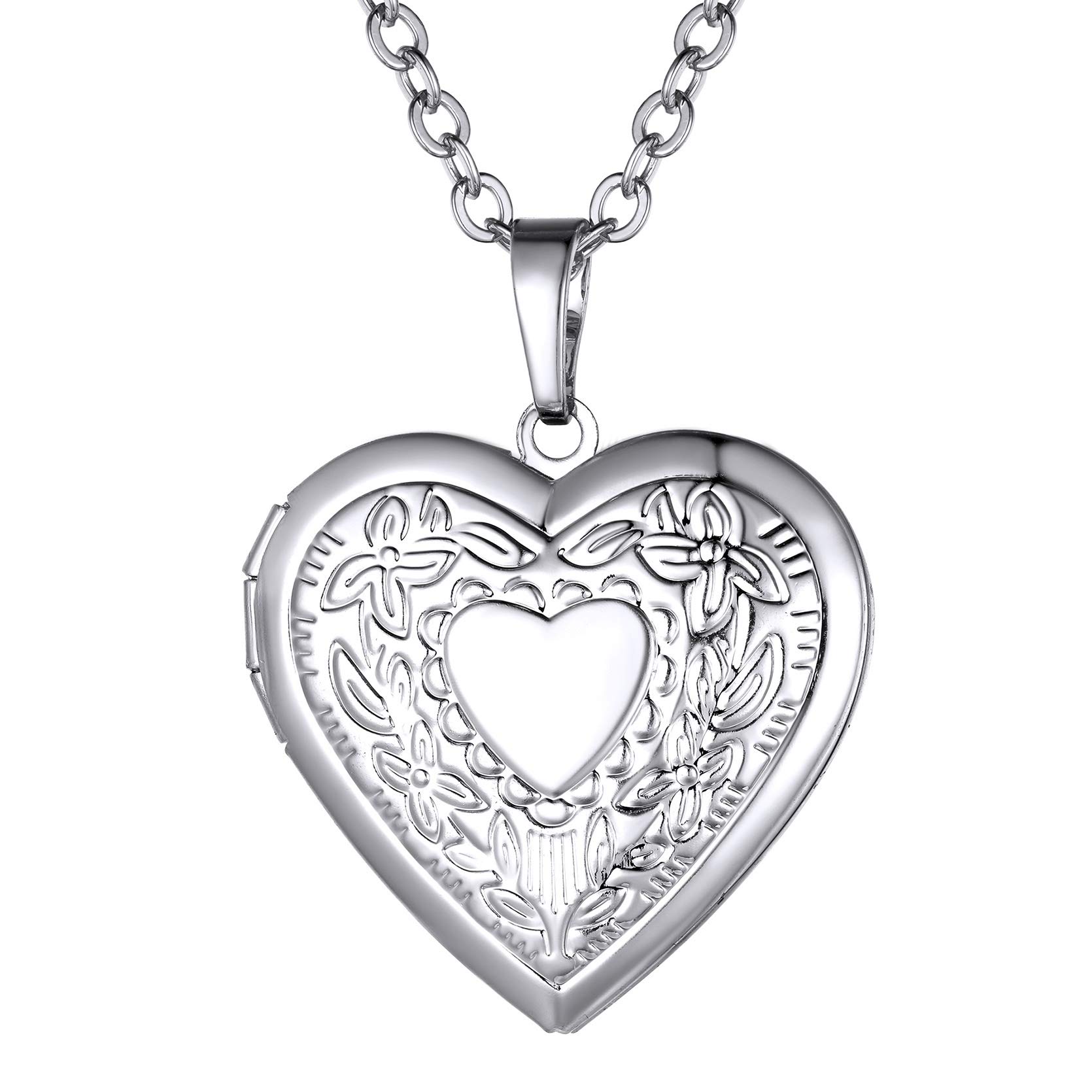 GoldChic Jewelry Heart Picture Loceket Necklace For Women, Custom Vintage Pattern Photo Engraved Jewellery Gifts For Mother