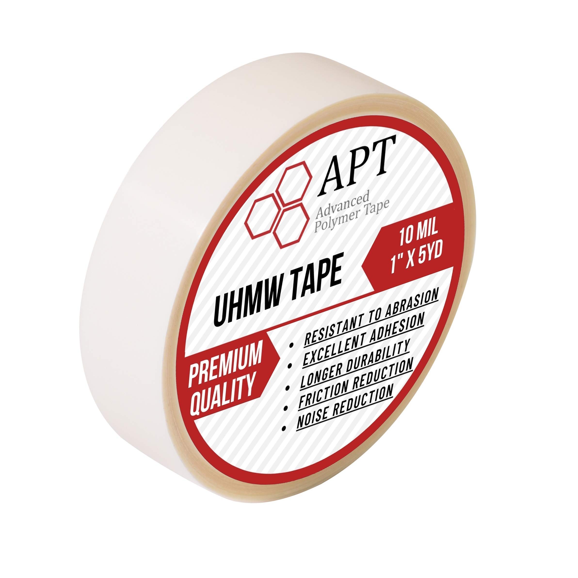 APT, UHMW Polyethylene Tape, Resists Abrasion, Impact, for Surface Protection and Friction and Noise Reduction for Lining Sliding Surfaces. (20mm x 4.6m, 10 Mil UHMW)