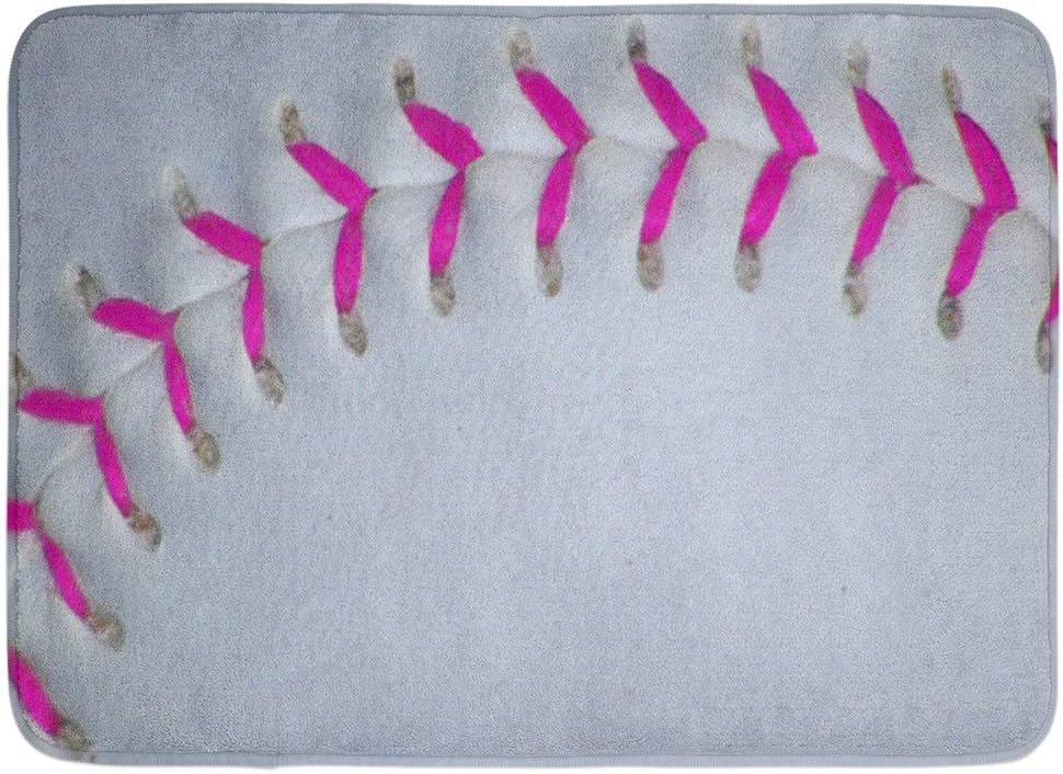 Lnimioaox Bath Mat Pitching Pink Stitches Baseball Hitting Batting Sports Girly Bathroom Decor Rug Amazon Co Uk Kitchen Home