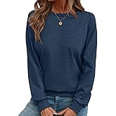 TICTICMIMI Women's Crewneck Sweatshirts Lightweight Long Sleeve Tunic Tops Cute Pullover Shirts