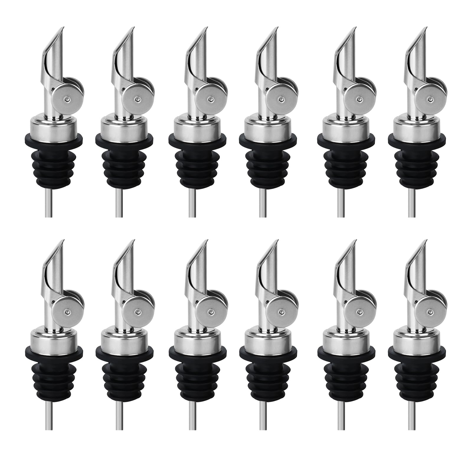 Photo 1 of 12PCS Weighted Liquor Bottle Pourers, Auto Flip Olive Oil Spout, Stainless Steel Olive Oil Dispenser Spout, Alcohol Pourer Spouts, Liquor Pourers for Suitable About 3/4" Bottle Mouth