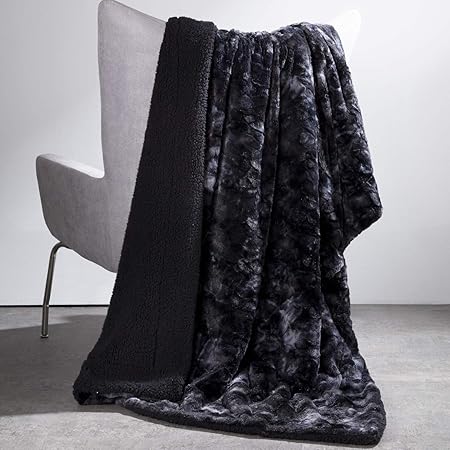 Amazon Com Bedsure Faux Fur Reversible Tie Dye Sherpa Throw