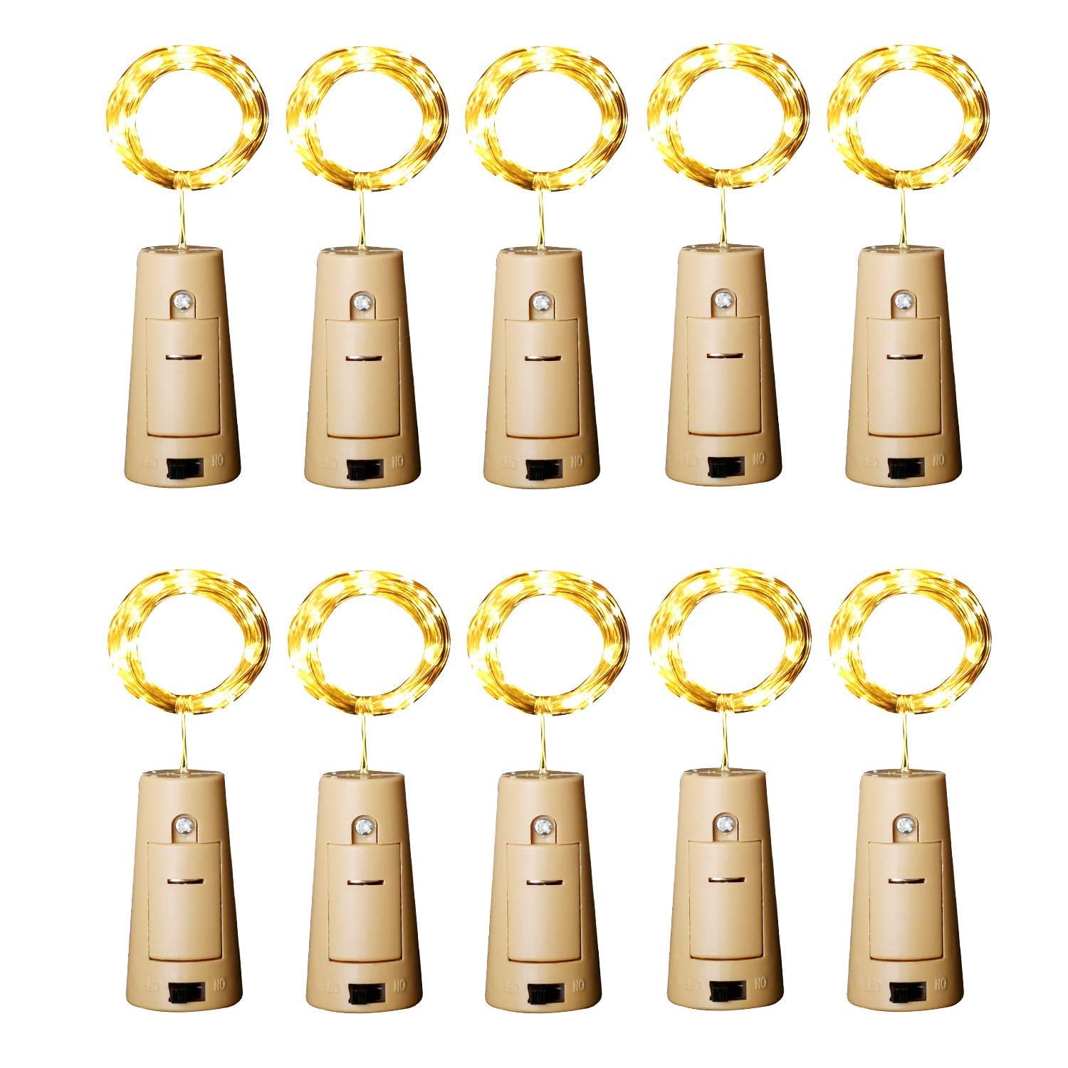 Photo 1 of Aluan Wine Bottle Lights with Cork, 12 LED 10 Pack Fairy / String Lights Waterproof Battery Operated for Jar Party Wedding Christmas Festival Bar Decoration, Warm White