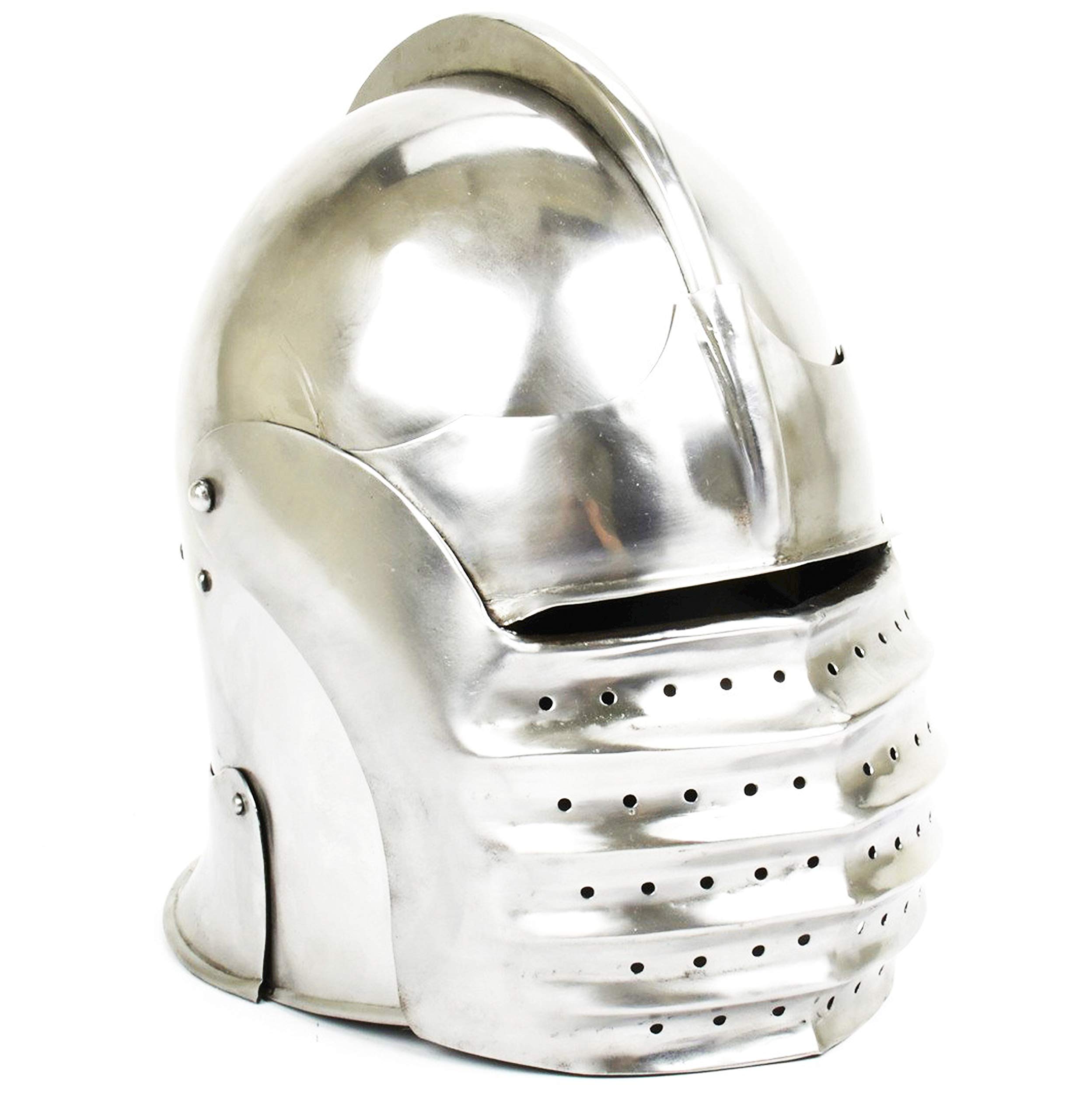Queen Armour Medeeval Closed Bellows Face German 17th Century Helmet 18G Steel with Liner