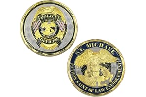 HILLSPRING St. Michael Police Officers Challenge Coin,Patron Saint of Law Enforcement Prayer Coins