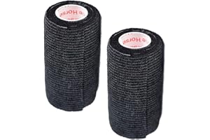 PRAIRIE HORSE SUPPLY Vet Wrap Tape (Black) (2 Pack) (3 Inch x 15 feet) Self Adhesive Adherent Adhering Cohesive Flex Self Stick Bandage Grip Roll Dog Cat Pet Horse