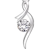ALOV Jewelry Sterling Silver Forever Love Cubic Zirconia Pendant Necklace