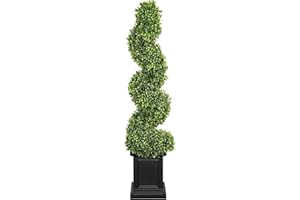 colorspec Artificial Boxwood Topiary Tree, 3.5ft Tall Outdoor Porch Tree, All-Year Green Fake Plant Topiary Trees Artificial Outdoor with Sturdy Pot for Porch Outdoor Indoor (Spiral)