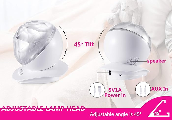 Image 7 - Aurora Night Light Projector Lights, Soaiy, 8 Changing Aurora and 360°Rotatable, 1h Auto closes , Built-in Speaker, for kids or Adults to Sleep Soothe, Insomniac and Anxious Relax, Party Lights-White